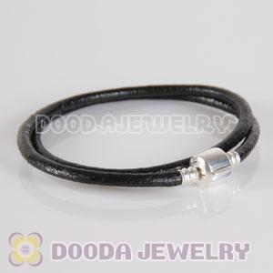 44cm Jewelry Slippy Black Leather Necklace without stamped on Clip