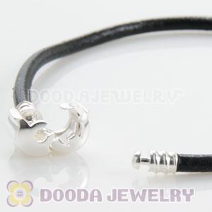 22cm Single Slippy Black Leather European Style Bracelet