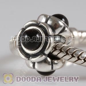 European Style Silver Beads with Black Eye CZ Stone