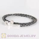 44cm Charm Jewelry Gray Braided Leather Bracelet with Jewelry stamped