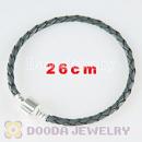 26cm Charm Jewelry Single Gray Braided Leather Bracelet