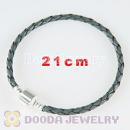 21cm Charm Jewelry Single Gray Braided Leather Bracelet