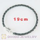 19cm Charm Jewelry Single Gray Braided Leather Bracelet