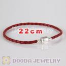 22cm Charm Jewelry Single Red Braided Leather Bracelet