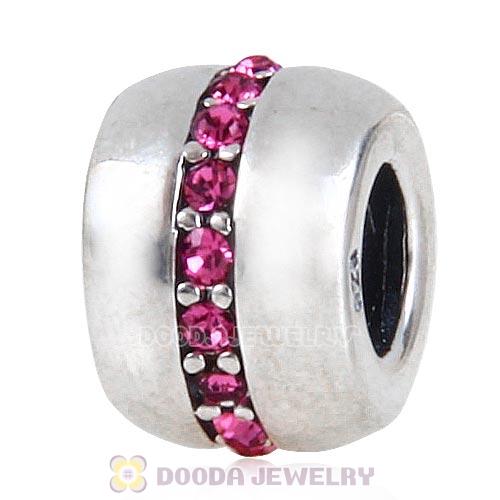 Sterling Silver Cosmo Charm Beads with Rose Austrian Crystal