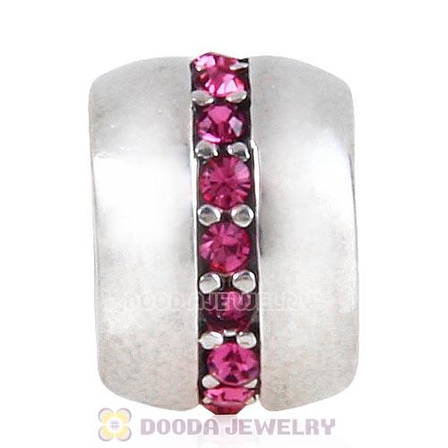 Sterling Silver Cosmo Charm Beads with Rose Austrian Crystal