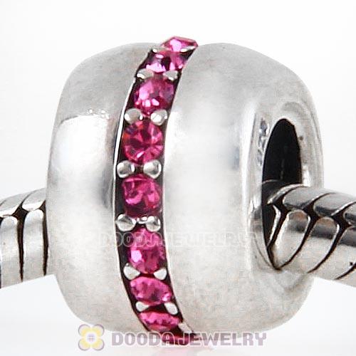 Sterling Silver Cosmo Charm Beads with Rose Austrian Crystal