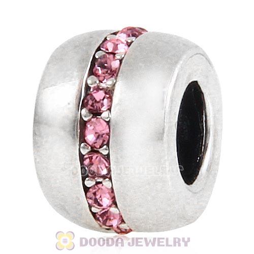 Sterling Silver Cosmo Charm Beads with Light Rose Austrian Crystal
