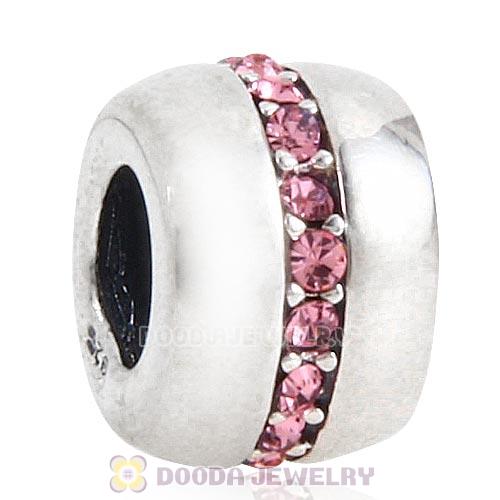 Sterling Silver Cosmo Charm Beads with Light Rose Austrian Crystal