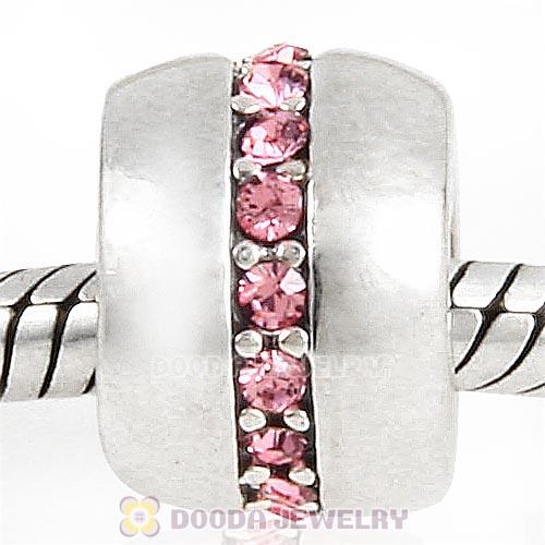 Sterling Silver Cosmo Charm Beads with Light Rose Austrian Crystal