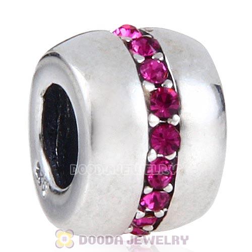Sterling Silver Cosmo Charm Beads with Fuchsia Austrian Crystal