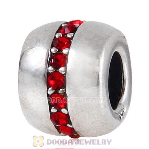 Sterling Silver Cosmo Charm Beads with Light Siam Austrian Crystal