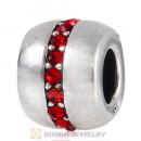 Sterling Silver Cosmo Charm Beads with Light Siam Austrian Crystal