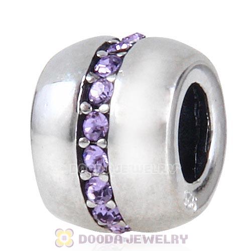 Sterling Silver Cosmo Charm Beads with Violet Austrian Crystal