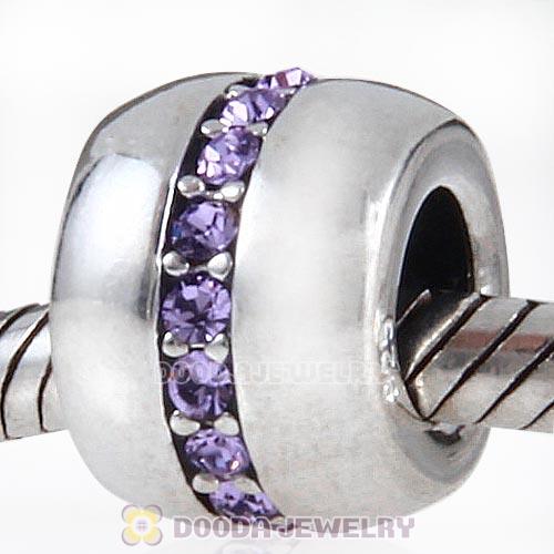 Sterling Silver Cosmo Charm Beads with Violet Austrian Crystal