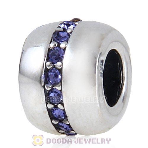 Sterling Silver Cosmo Charm Beads with Tanzanite Austrian Crystal