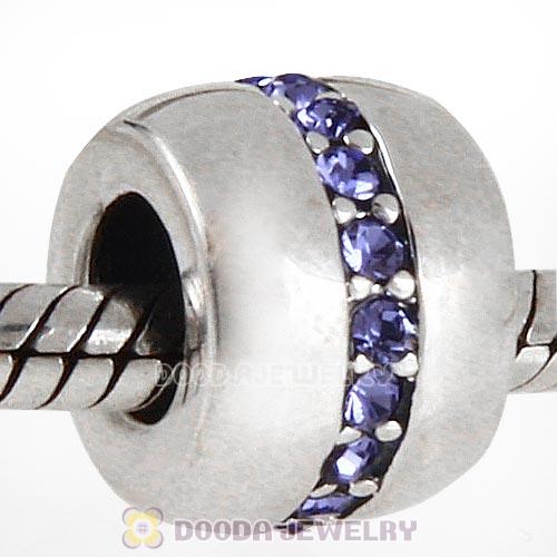 Sterling Silver Cosmo Charm Beads with Tanzanite Austrian Crystal