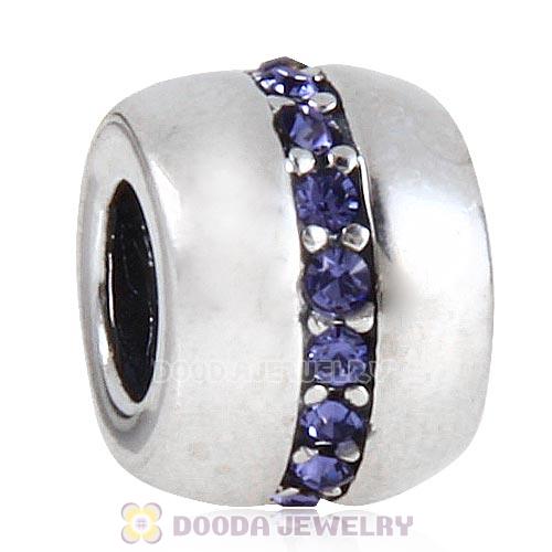 Sterling Silver Cosmo Charm Beads with Tanzanite Austrian Crystal