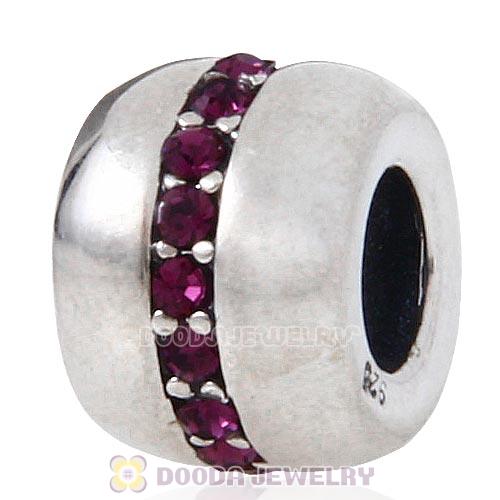 Sterling Silver Cosmo Charm Beads with Amethyst Austrian Crystal