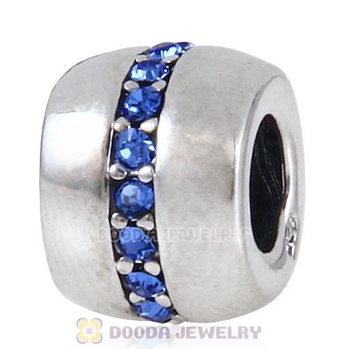 Sterling Silver Cosmo Charm Beads with Sapphire Austrian Crystal