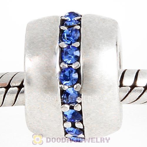 Sterling Silver Cosmo Charm Beads with Sapphire Austrian Crystal