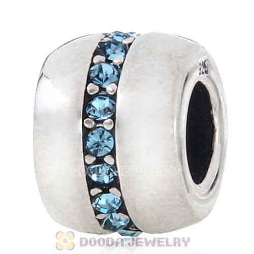 Sterling Silver Cosmo Charm Beads with Aquamarine Austrian Crystal