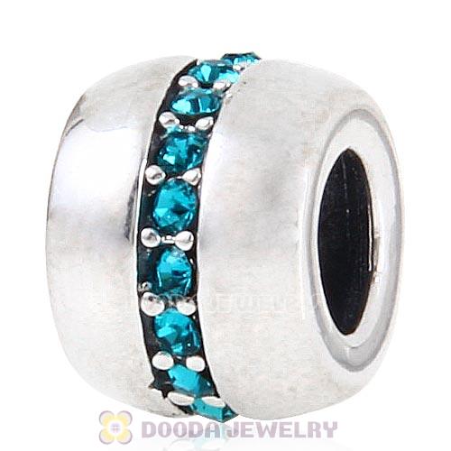 Sterling Silver Cosmo Charm Beads with Blue Zircon Austrian Crystal
