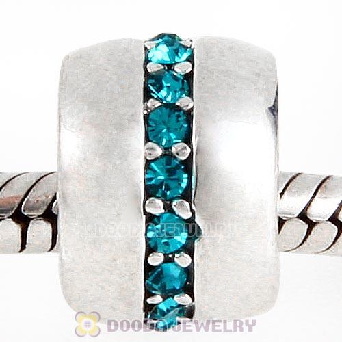 Sterling Silver Cosmo Charm Beads with Blue Zircon Austrian Crystal