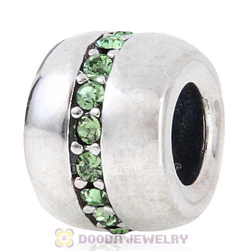 Sterling Silver Cosmo Charm Beads with Peridot Austrian Crystal