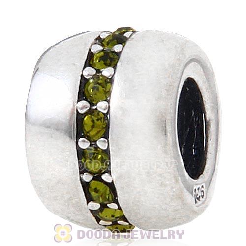 Sterling Silver Cosmo Charm Beads with Olivine Austrian Crystal