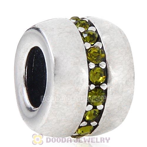 Sterling Silver Cosmo Charm Beads with Olivine Austrian Crystal