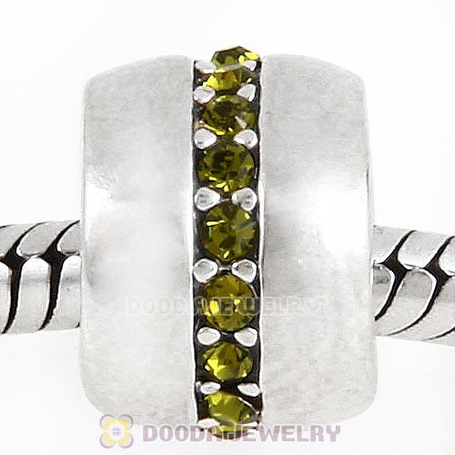 Sterling Silver Cosmo Charm Beads with Olivine Austrian Crystal