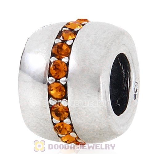 Sterling Silver Cosmo Charm Beads with Topaz Austrian Crystal