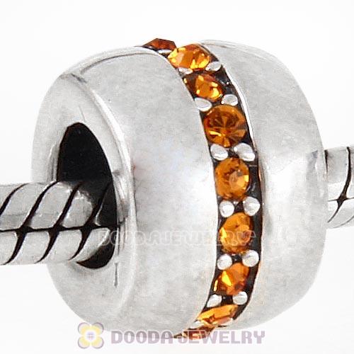 Sterling Silver Cosmo Charm Beads with Topaz Austrian Crystal