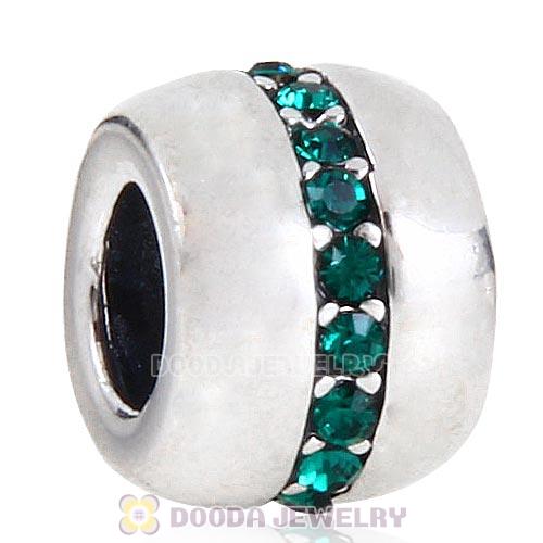 Sterling Silver Cosmo Charm Beads with Emerald Austrian Crystal