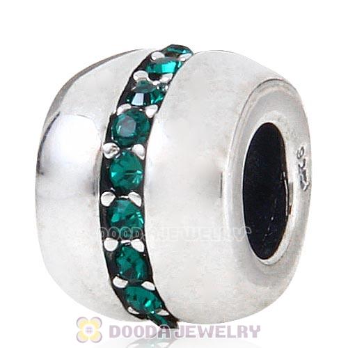 Sterling Silver Cosmo Charm Beads with Emerald Austrian Crystal