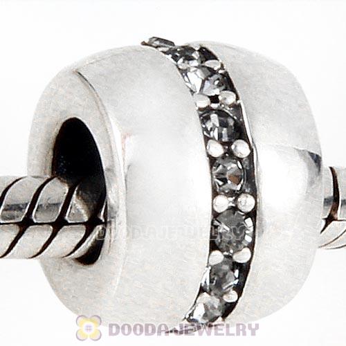 Sterling Silver Cosmo Charm Beads with Black Diamond Austrian Crystal