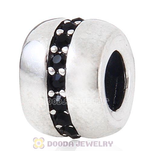Sterling Silver Cosmo Charm Beads with Jet Austrian Crystal