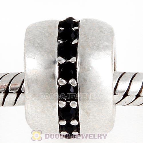 Sterling Silver Cosmo Charm Beads with Jet Austrian Crystal