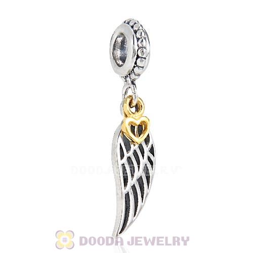 European Style Sterling Silver gold plated Love Heart and Guidance Dangle Charm