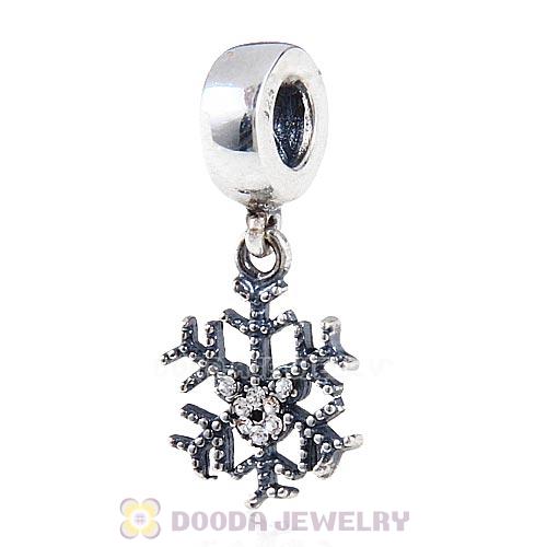 Sterling Silver Mickey's Snowflake Dangle Charms with Clear Crystal