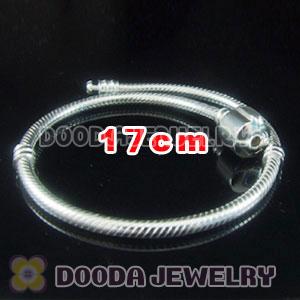 17cm 925 Silver Charm Jewelry Bracelet without stamped Clip