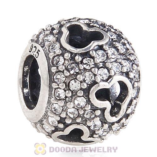 Sterling Silver Mickey Silhouettes Charm with Clear Austrian Crystal