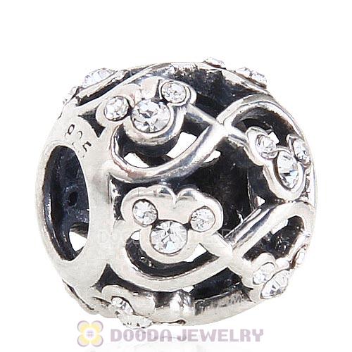 2015 Sterling Silver Minnie and Mickey Infinity Charm with Clear Austrian Crystal