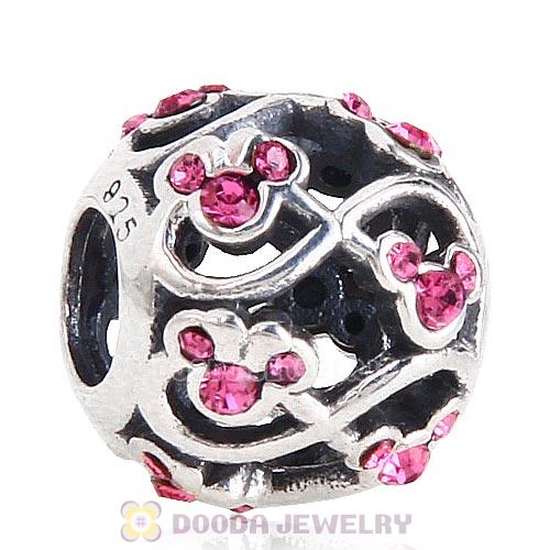 2015 Sterling Silver Minnie and Mickey Infinity Charm with Rose Austrian Crystal
