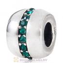 Sterling Silver Cosmo Charm Beads with Emerald Austrian Crystal