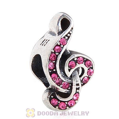 Sterling Silver Sweet Music Beads with Rose Austrian Crystal