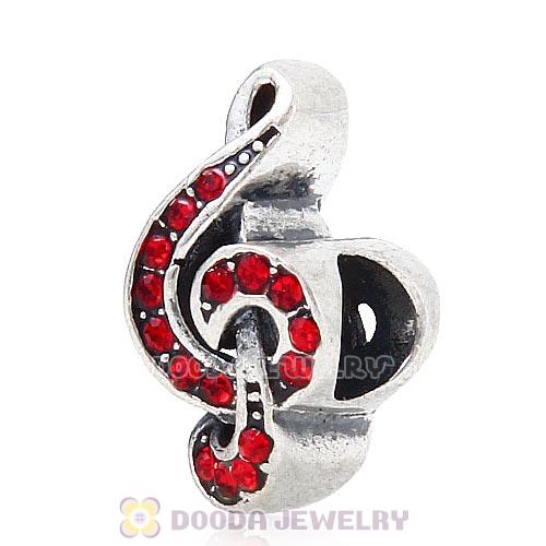 Sterling Silver Sweet Music Beads with Light Siam Austrian Crystal