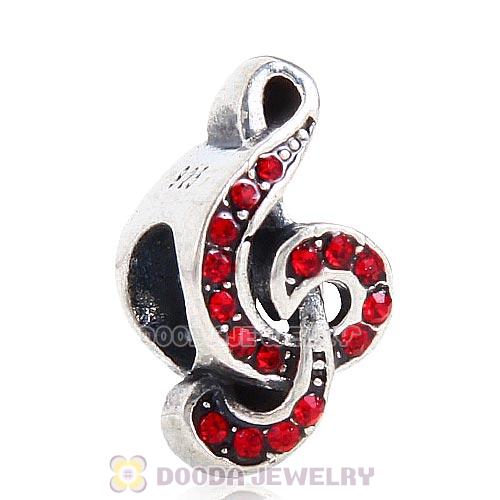 Sterling Silver Sweet Music Beads with Light Siam Austrian Crystal