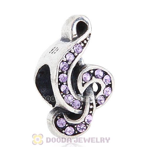Sterling Silver Sweet Music Beads with Violet Austrian Crystal